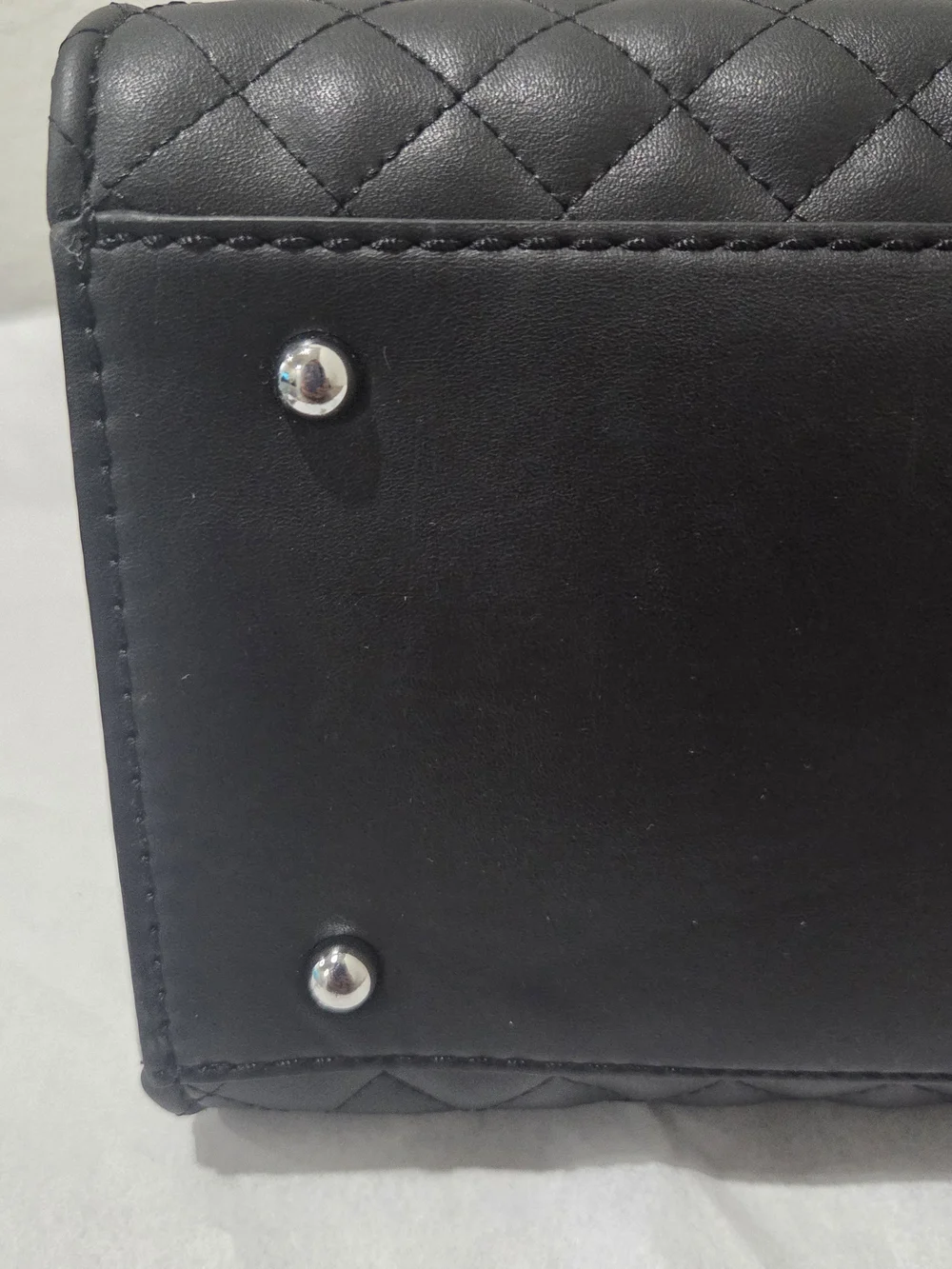 Guess G-Lux Status Black Quilted Satchel with Top Handles Black White Multi NWT